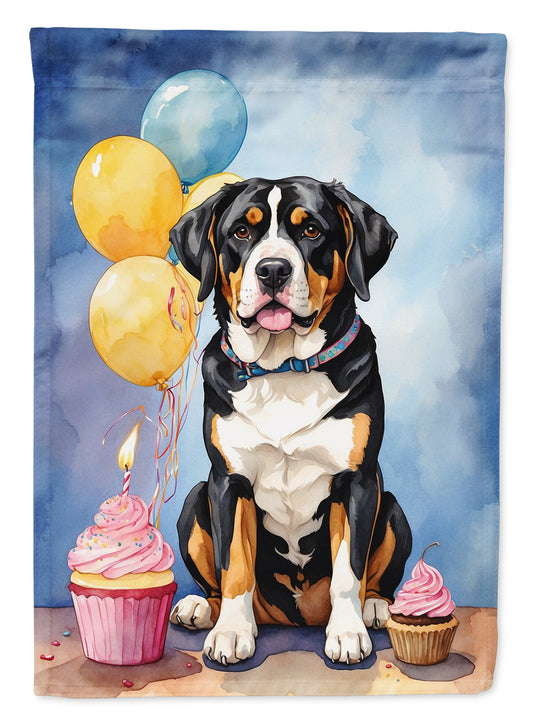 Buy this Greater Swiss Mountain Dog Happy Birthday House Flag