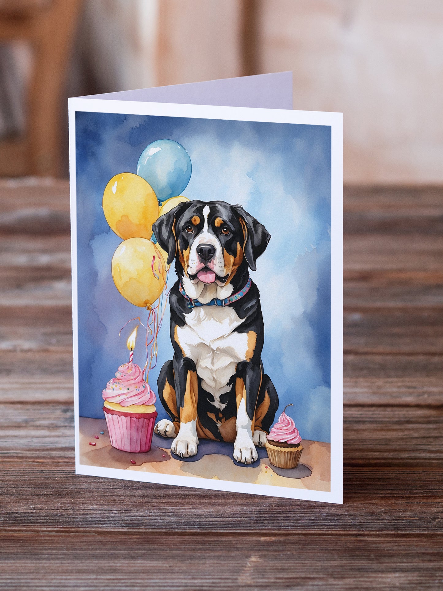 Greater Swiss Mountain Dog Happy Birthday Greeting Cards Pack of 8