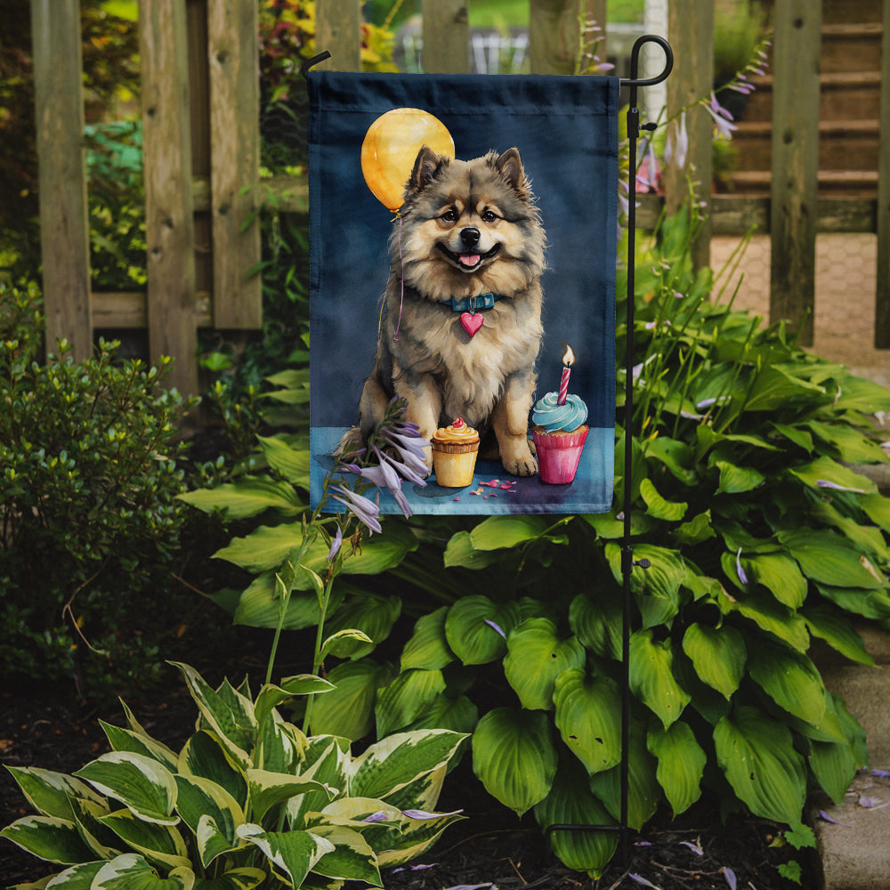 Keeshond Happy Birthday Garden Flag