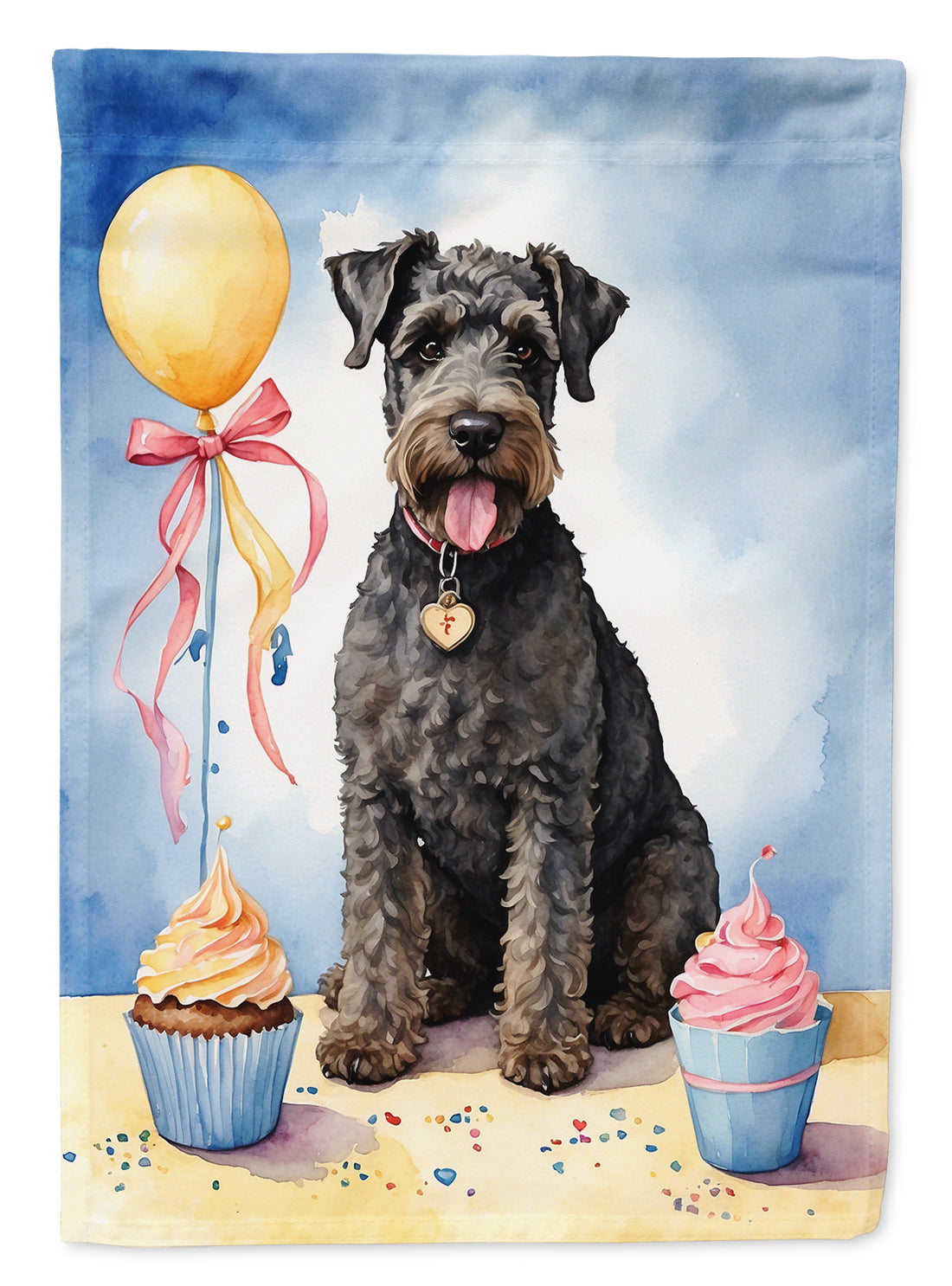 Buy this Kerry Blue Terrier Happy Birthday House Flag