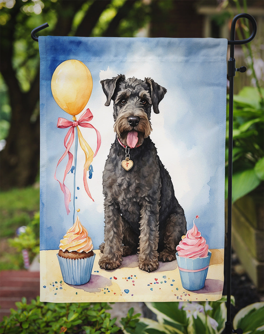 Kerry Blue Terrier Happy Birthday Garden Flag