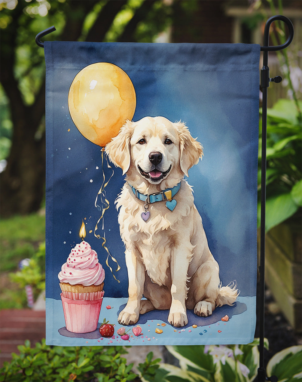 Kuvasz Happy Birthday Garden Flag