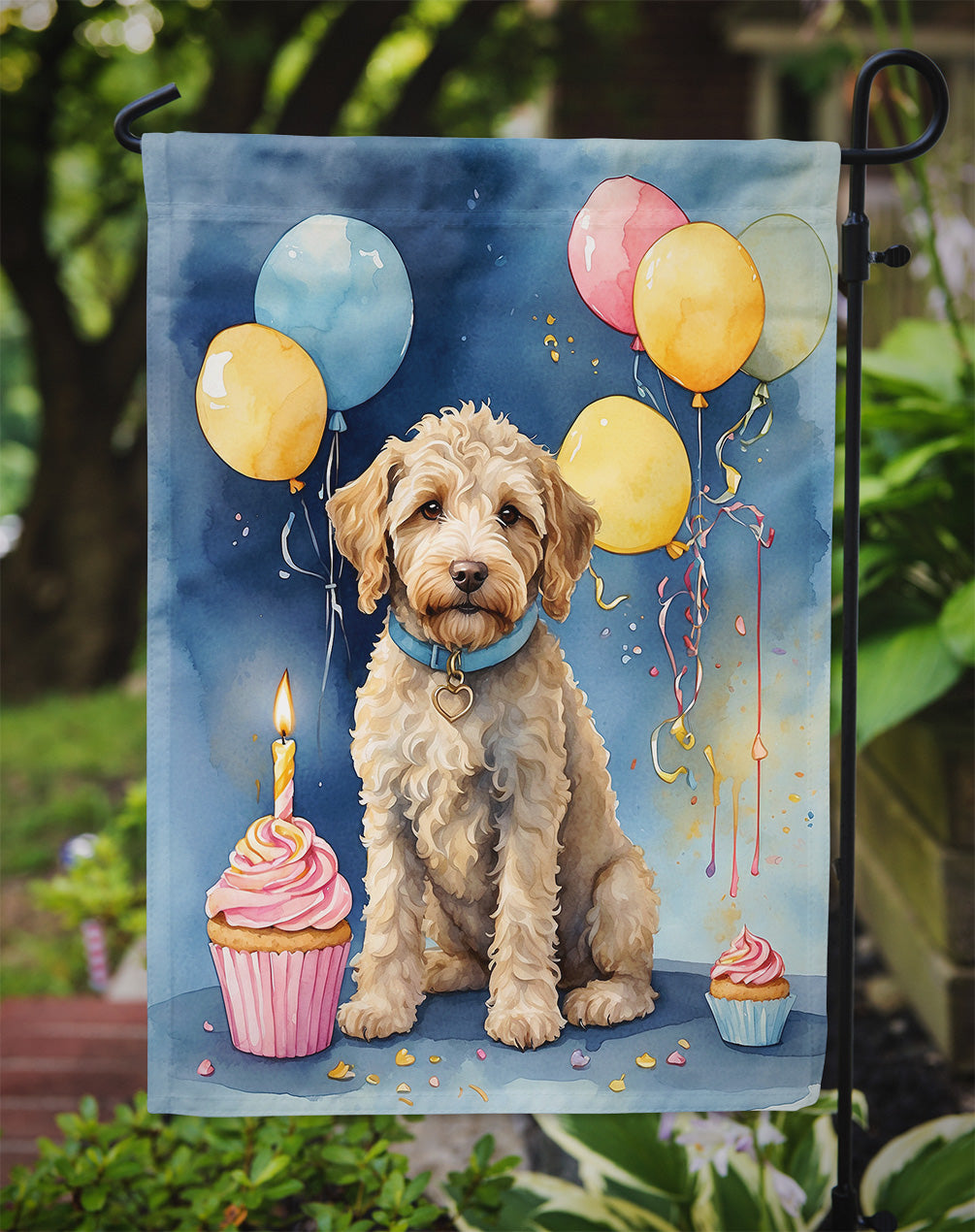 Labradoodle Happy Birthday Garden Flag