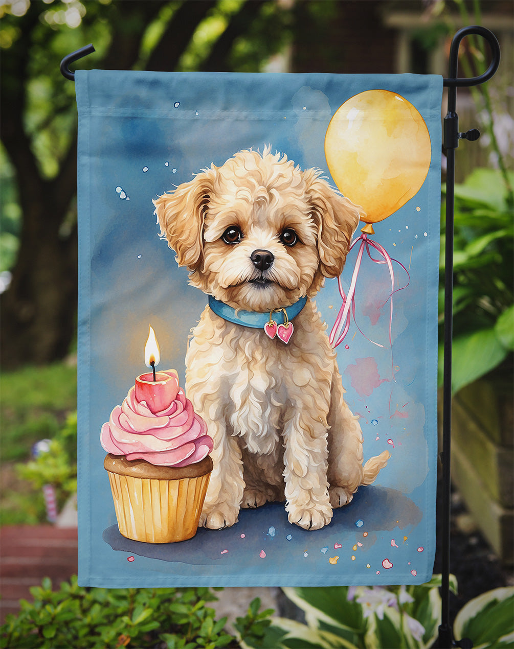 Maltipoo Happy Birthday Garden Flag