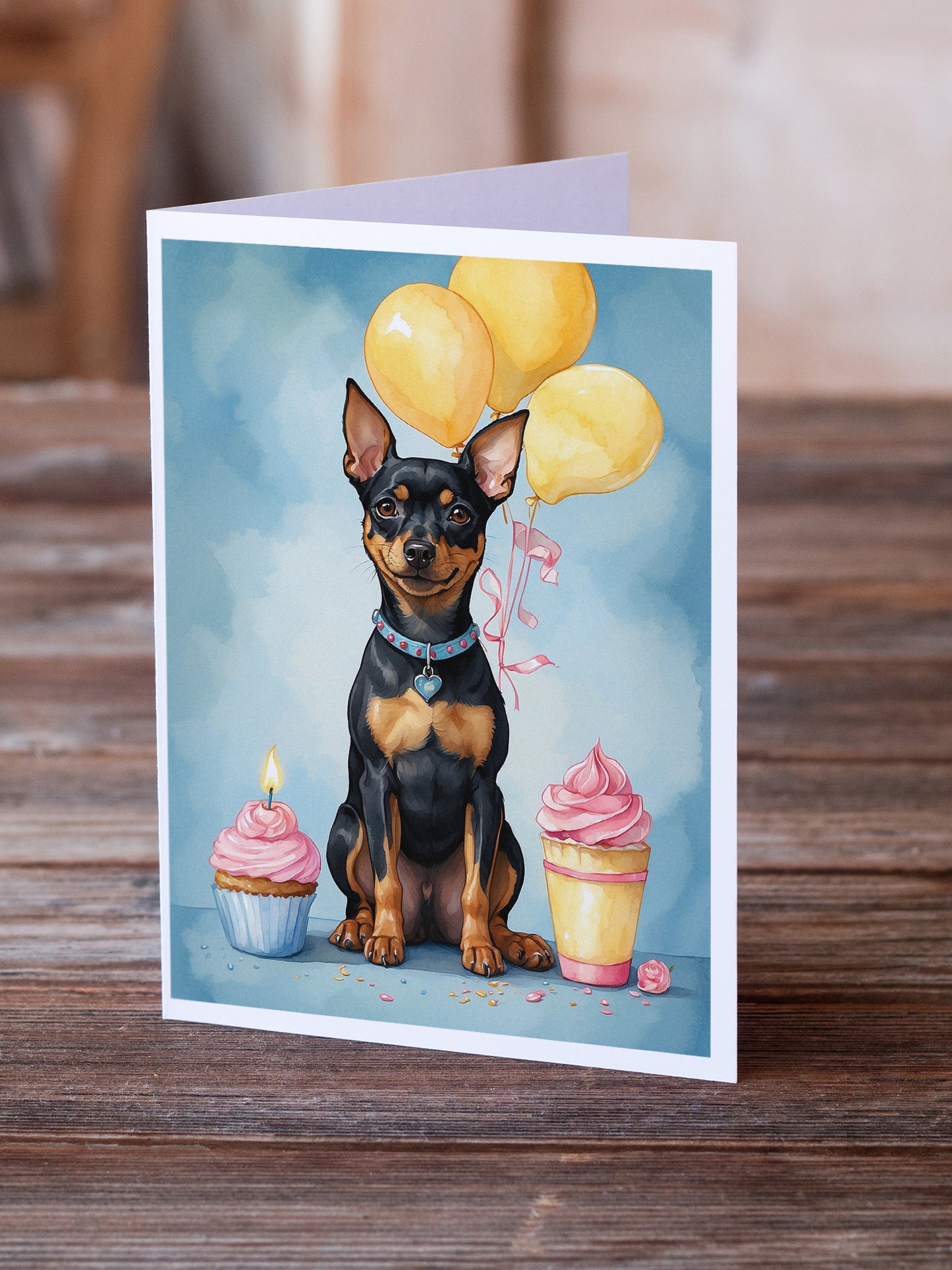 Miniature Pinscher Happy Birthday Greeting Cards Pack of 8