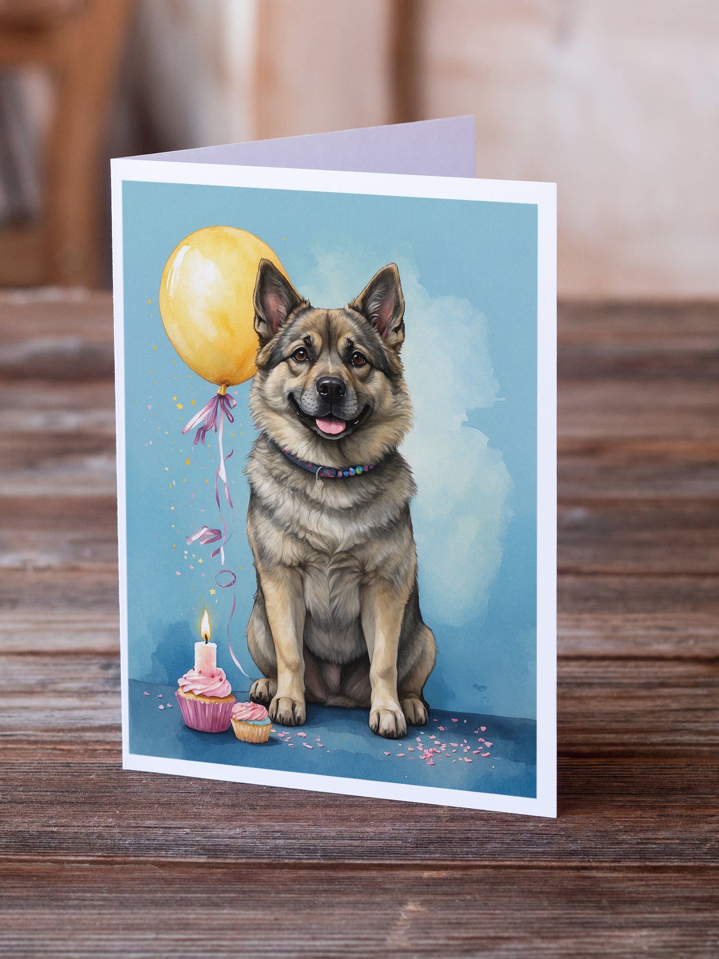 Norwegian Elkhound Happy Birthday Greeting Cards Pack of 8