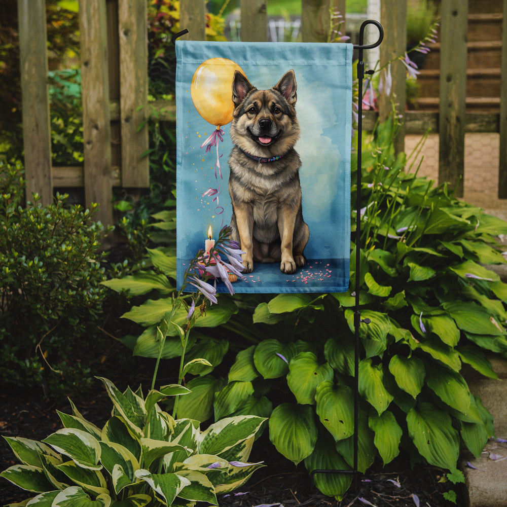 Norwegian Elkhound Happy Birthday Garden Flag
