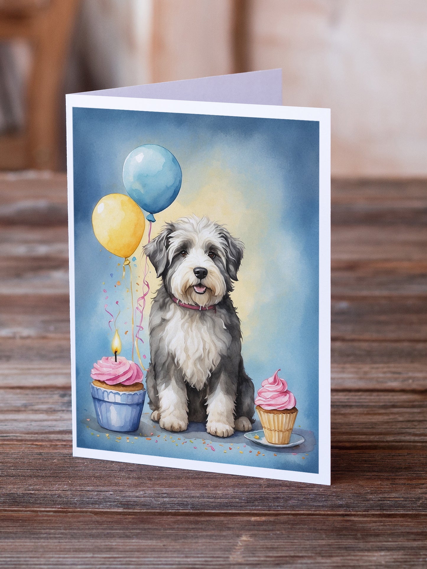 Old English Sheepdog Happy Birthday Greeting Cards Pack of 8
