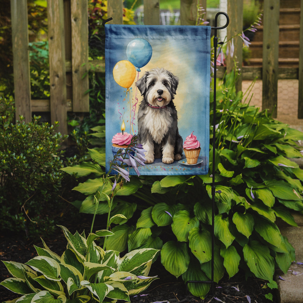 Old English Sheepdog Happy Birthday Garden Flag