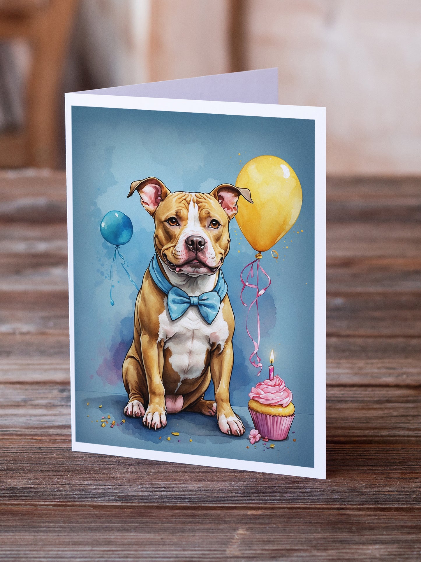 Pit Bull Terrier Happy Birthday Greeting Cards Pack of 8