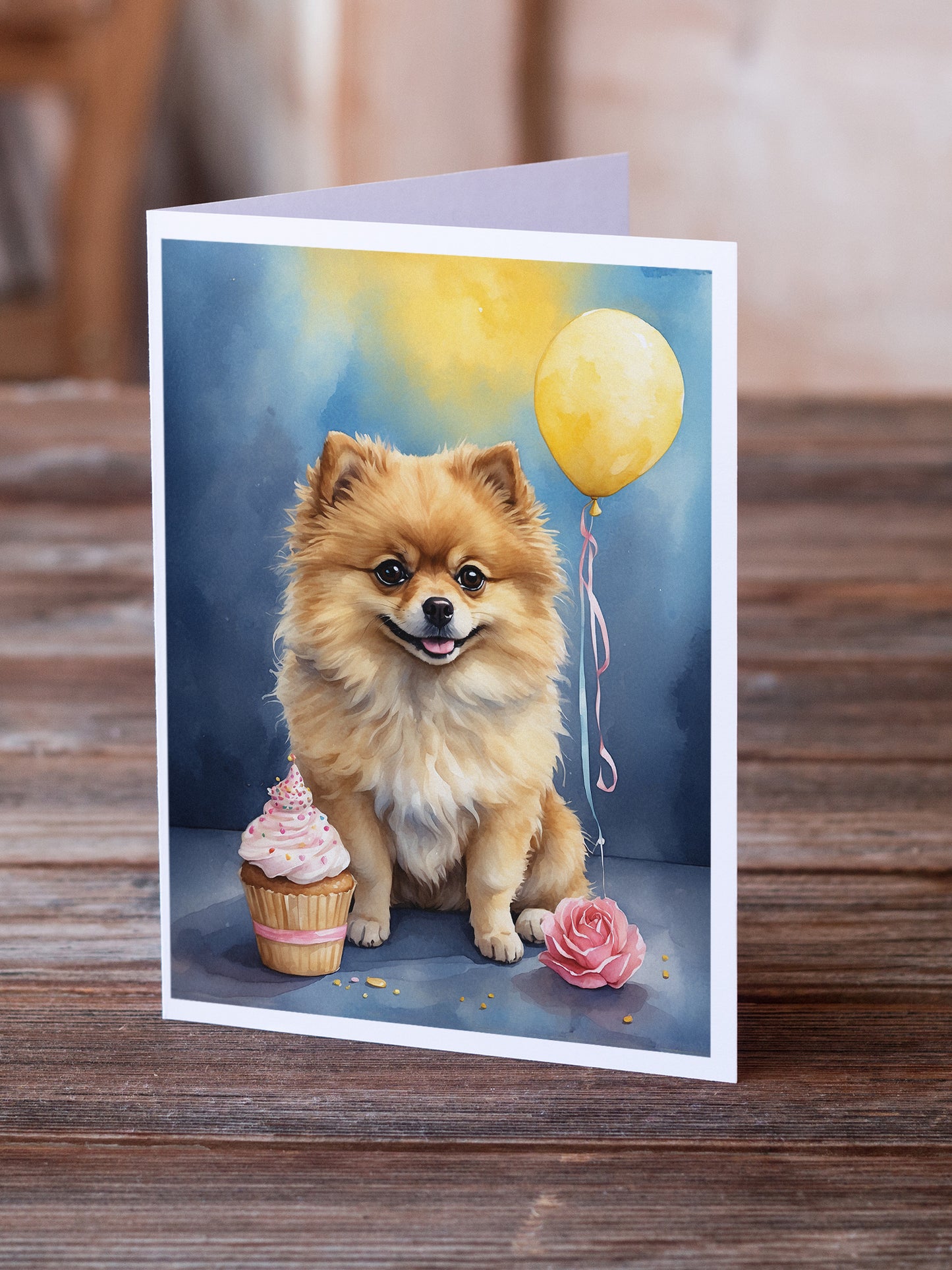 Pomeranian Happy Birthday Greeting Cards Pack of 8