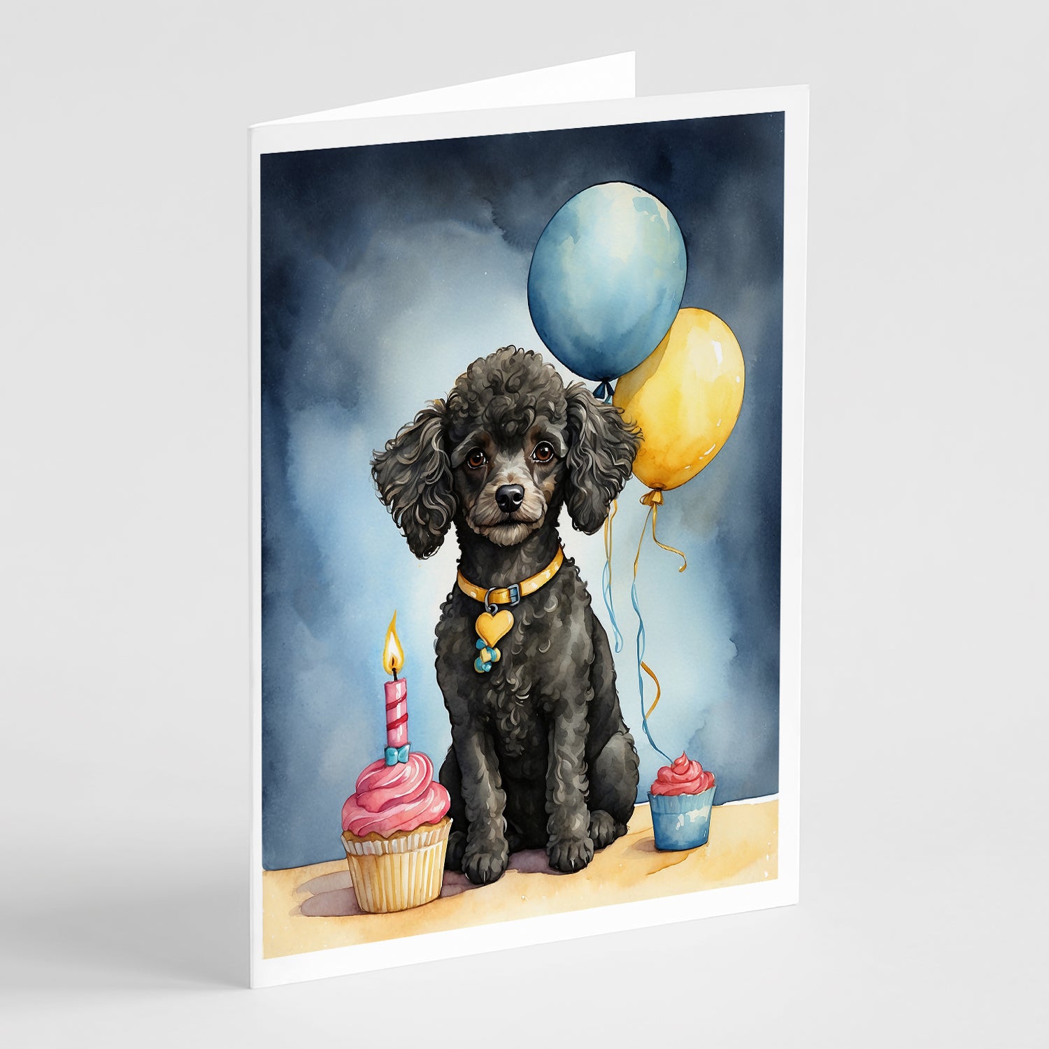 Buy this Black Toy Poodle Happy Birthday Greeting Cards Pack of 8