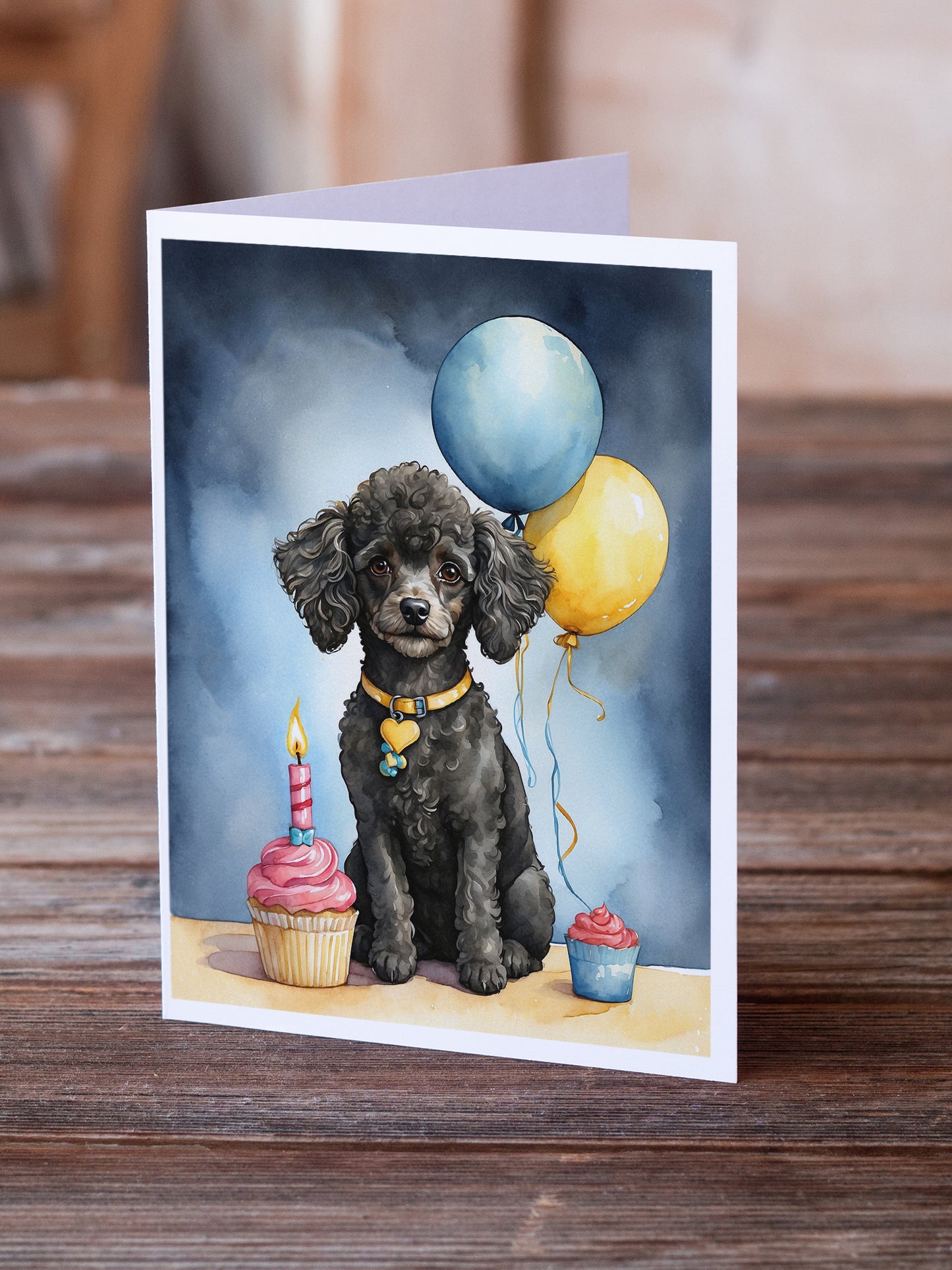 Black Toy Poodle Happy Birthday Greeting Cards Pack of 8