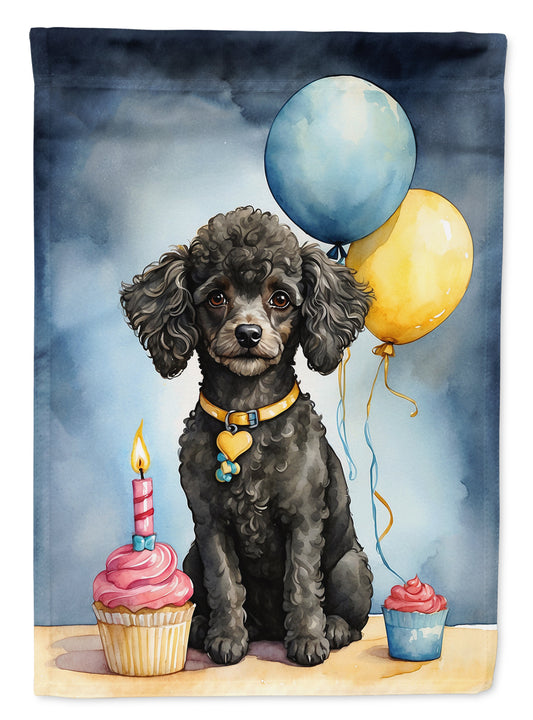 Buy this Black Toy Poodle Happy Birthday Garden Flag