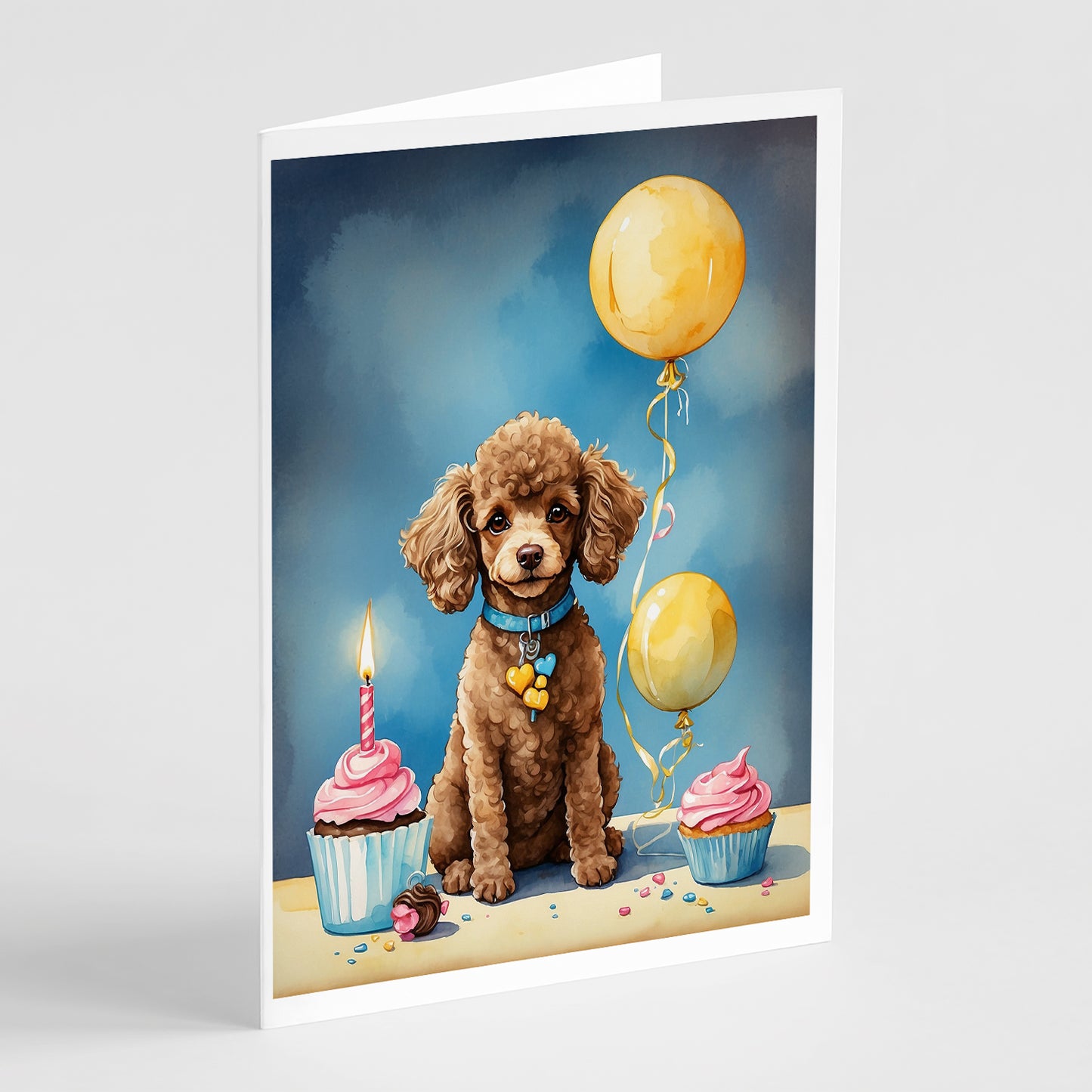 Buy this Chocolate Toy Poodle Happy Birthday Greeting Cards Pack of 8