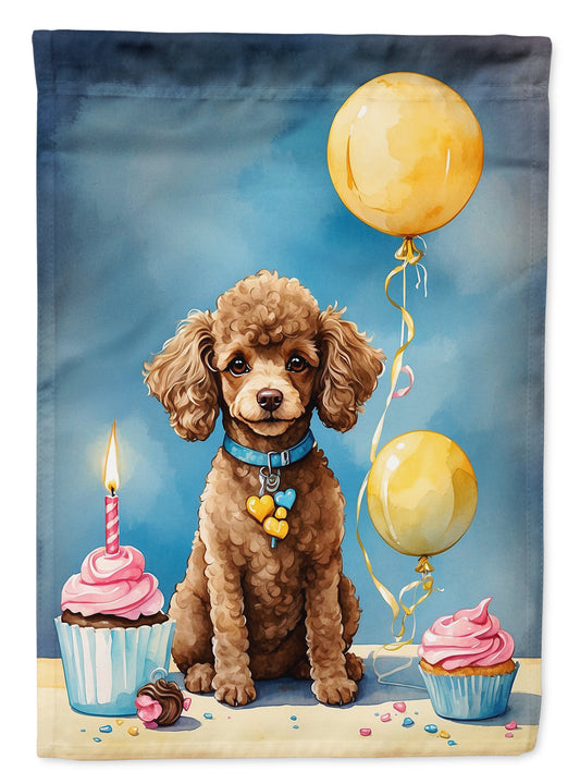 Buy this Chocolate Toy Poodle Happy Birthday Garden Flag