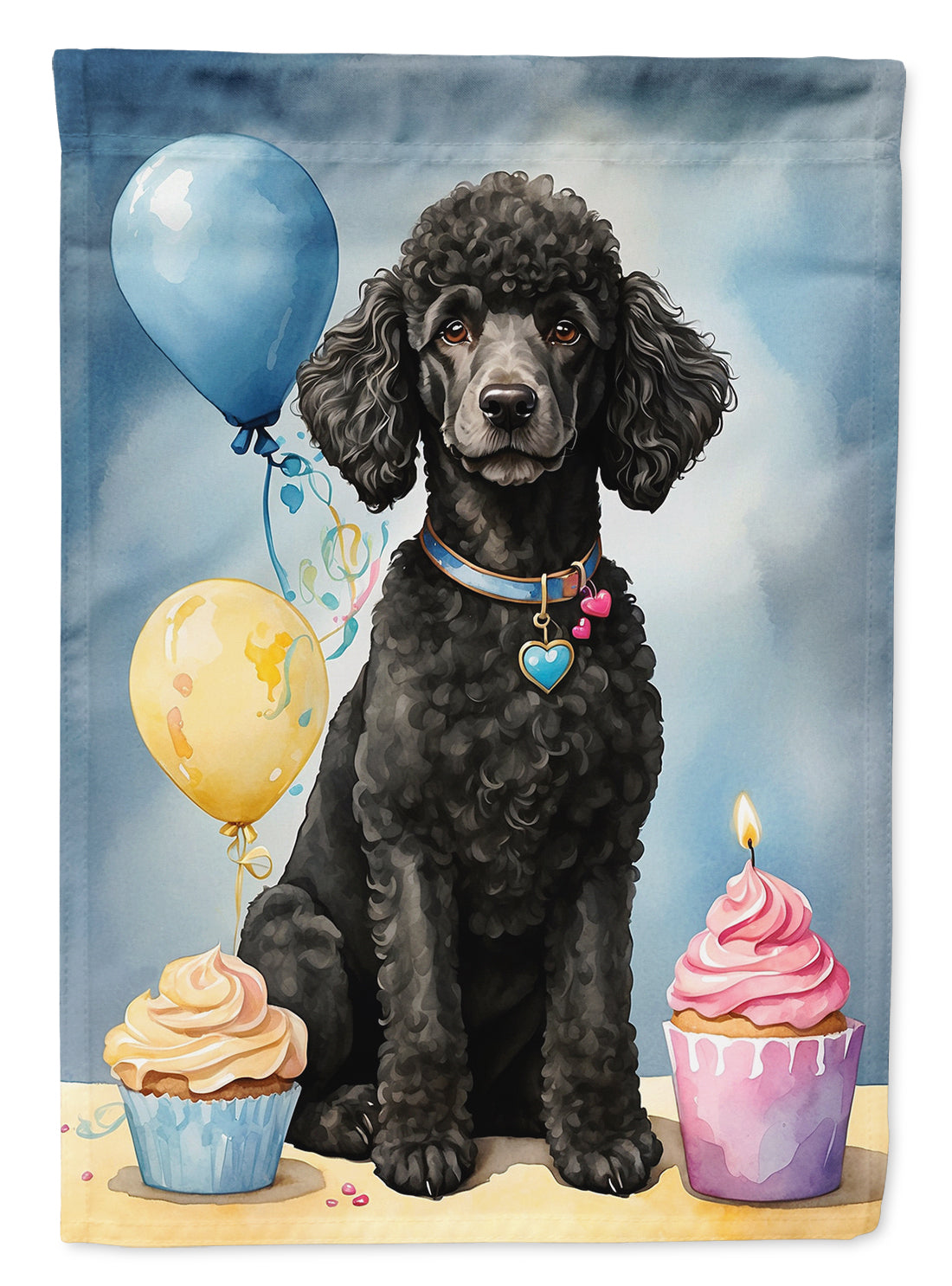 Buy this Black Standard Poodle Happy Birthday House Flag