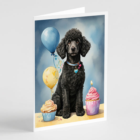 Buy this Black Standard Poodle Happy Birthday Greeting Cards Pack of 8