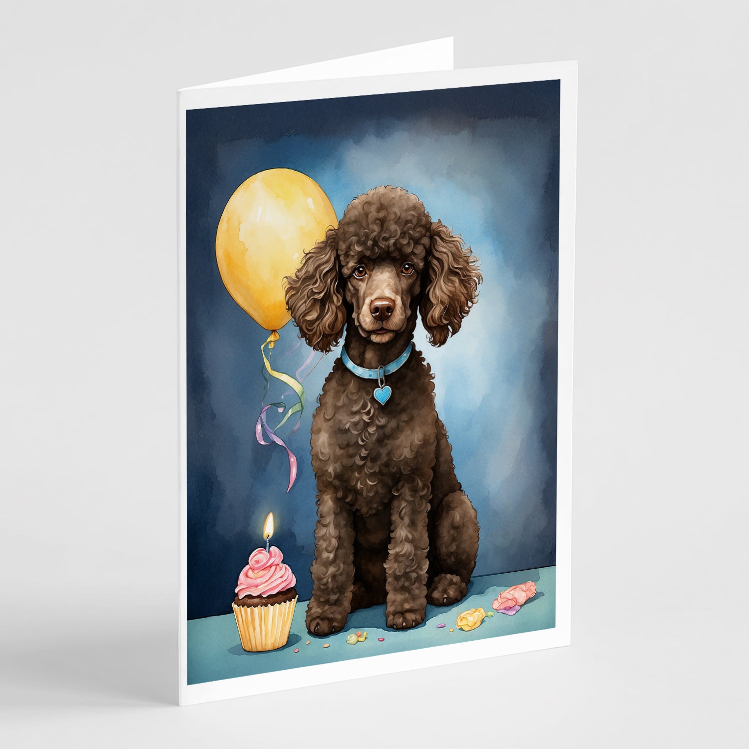 Buy this Chocolate Standard Poodle Happy Birthday Greeting Cards Pack of 8