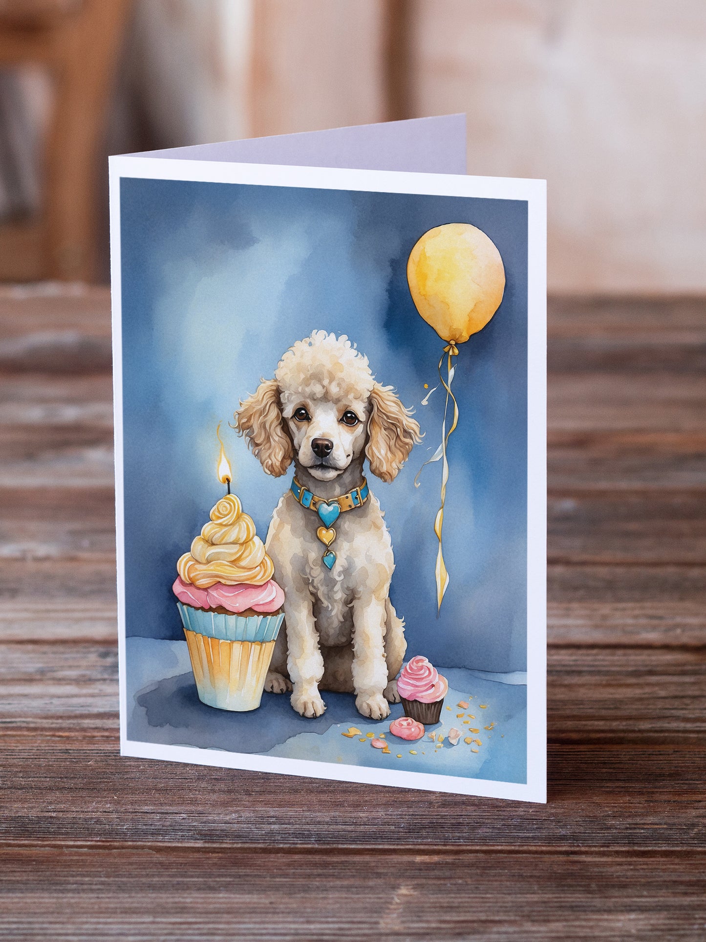 White Toy Poodle Happy Birthday Greeting Cards Pack of 8