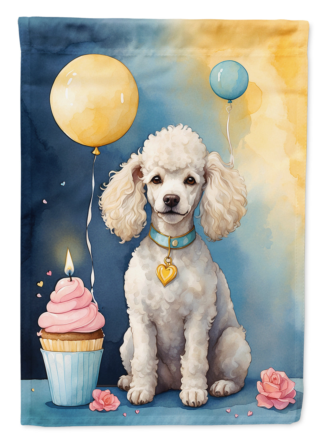 Buy this White Poodle Happy Birthday House Flag