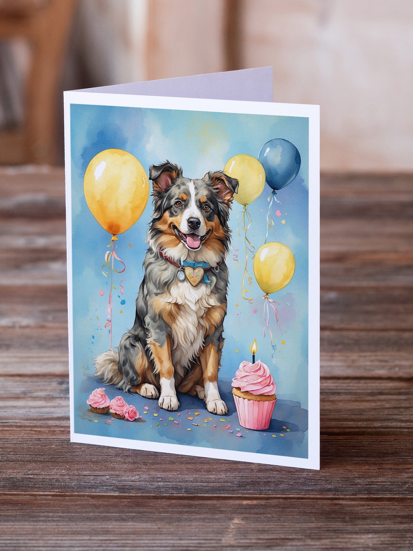 Australian Shepherd Happy Birthday Greeting Cards Pack of 8