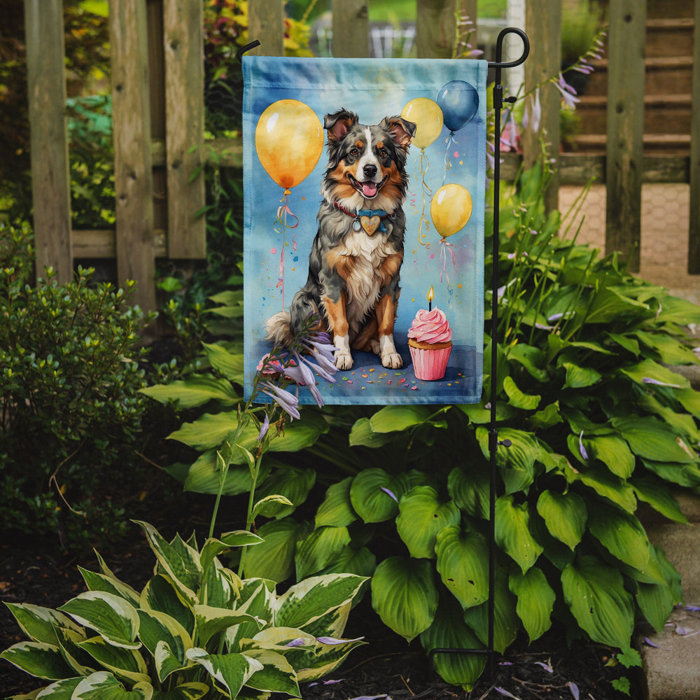 Australian Shepherd Happy Birthday Garden Flag