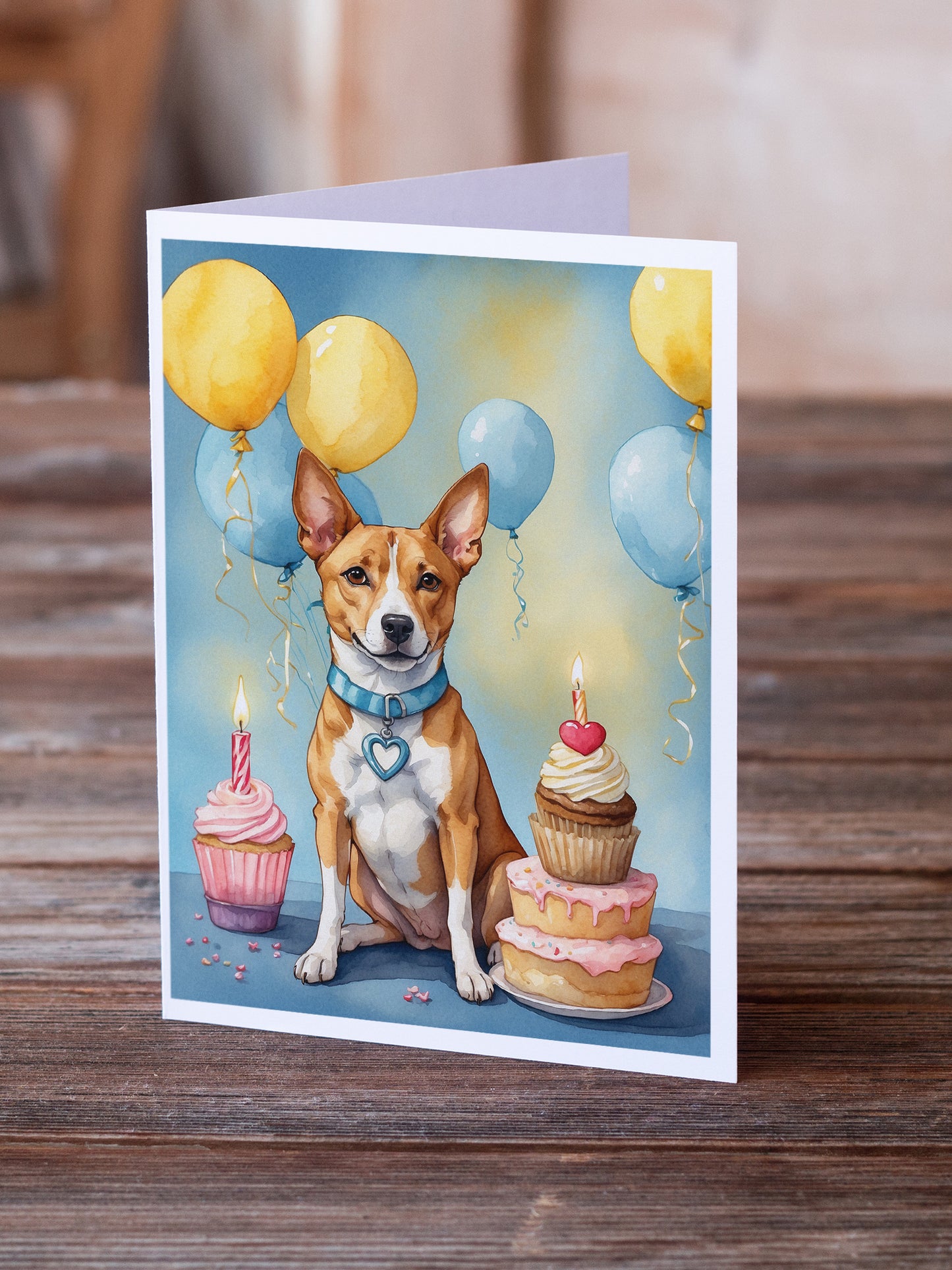 Basenji Happy Birthday Greeting Cards Pack of 8