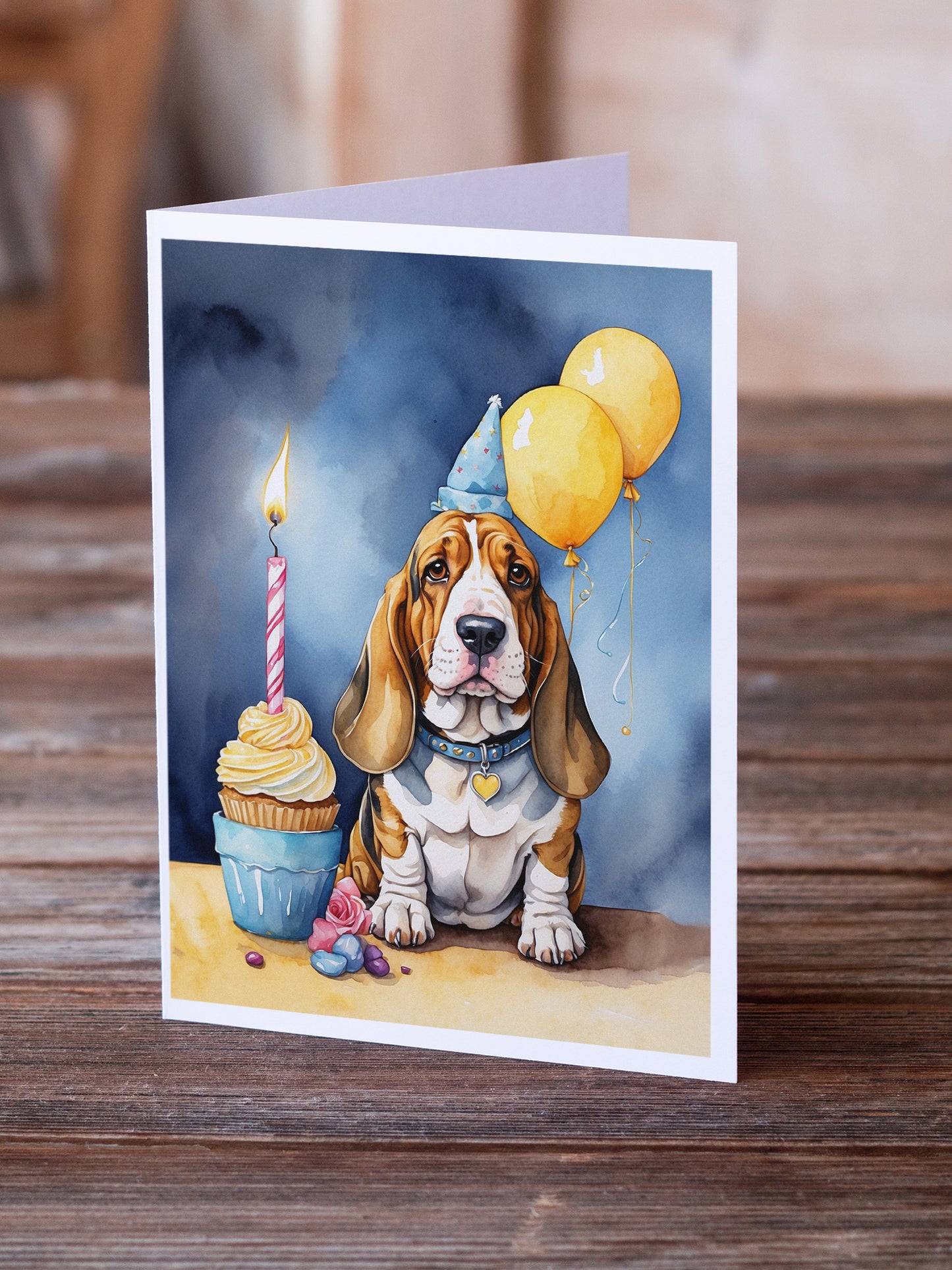 Basset Hound Happy Birthday Greeting Cards Pack of 8