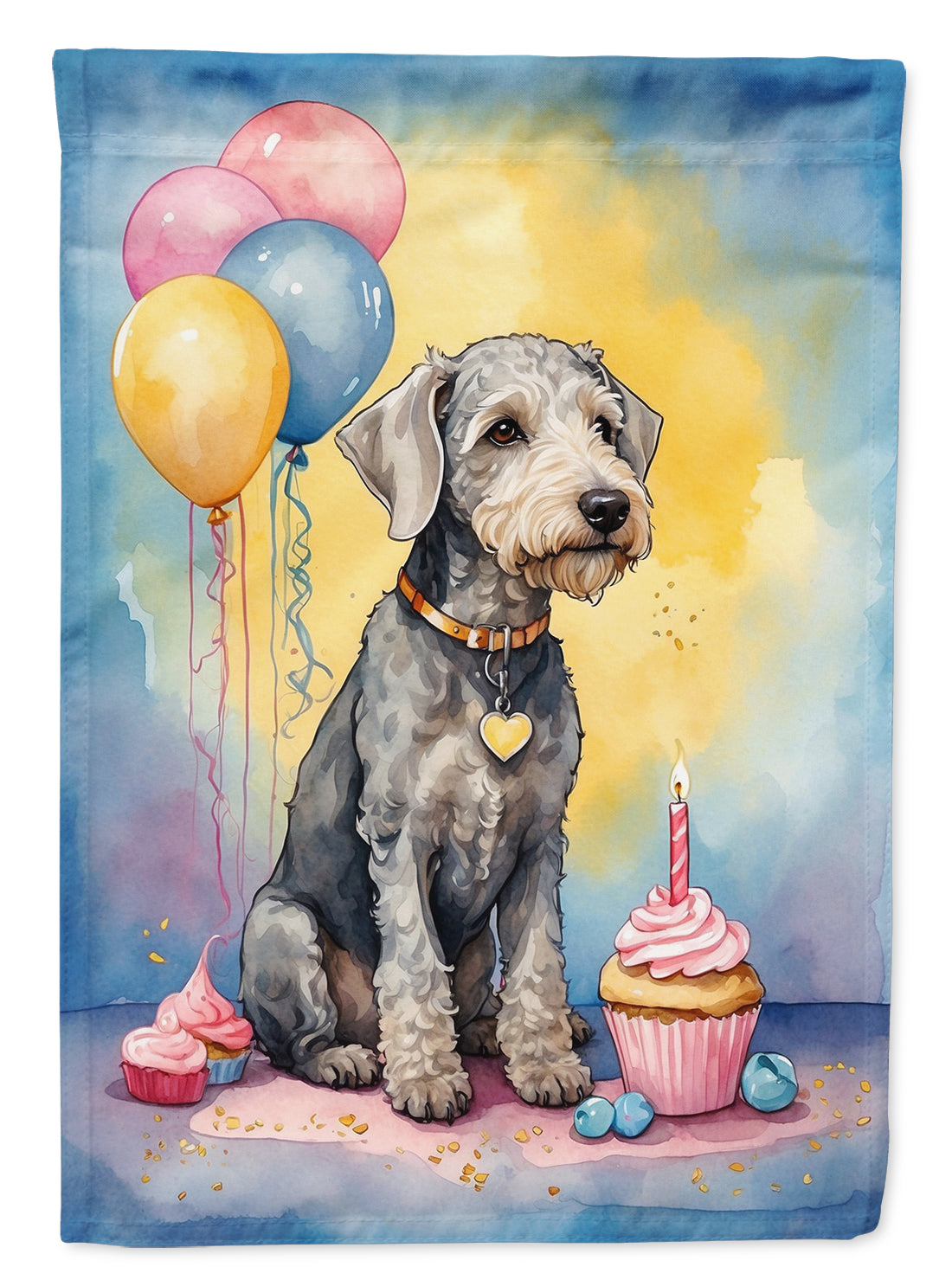 Buy this Bedlington Terrier Happy Birthday House Flag
