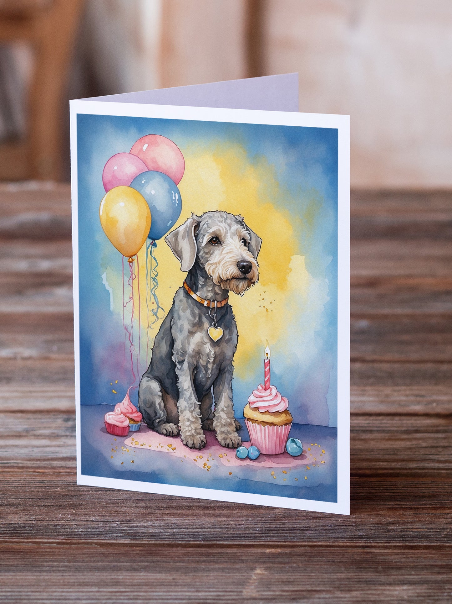 Bedlington Terrier Happy Birthday Greeting Cards Pack of 8