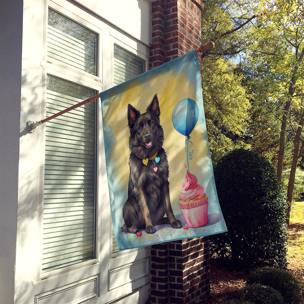 Belgian Sheepdog Happy Birthday House Flag