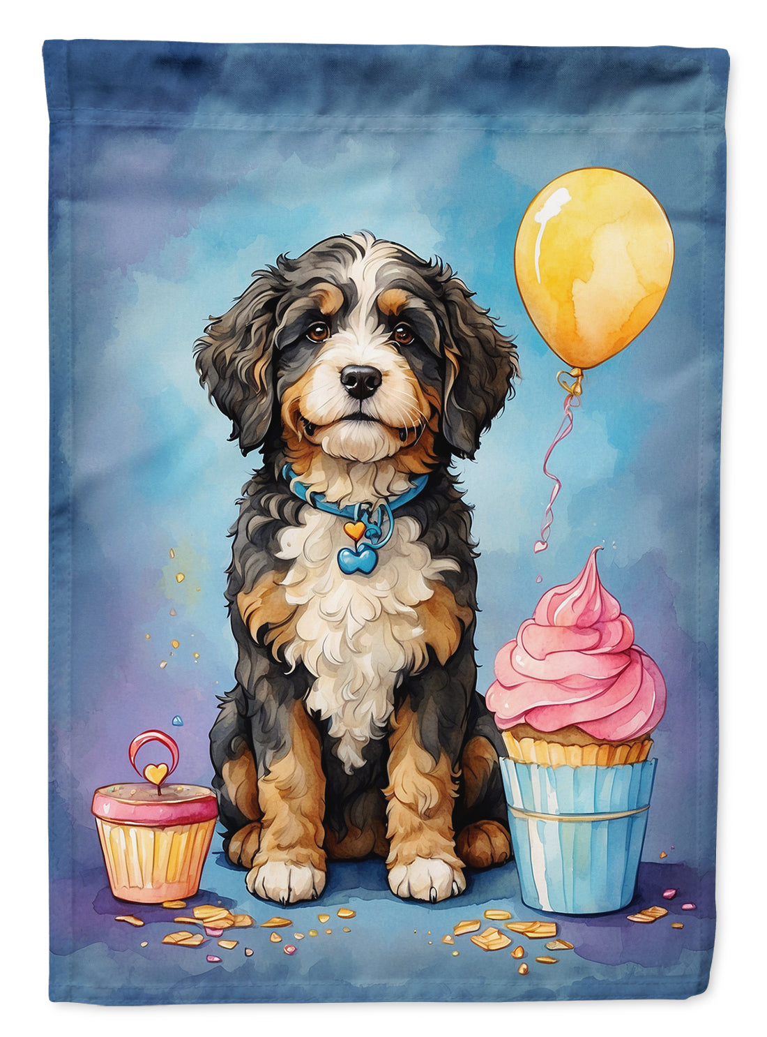 Buy this Bernedoodle Happy Birthday Garden Flag