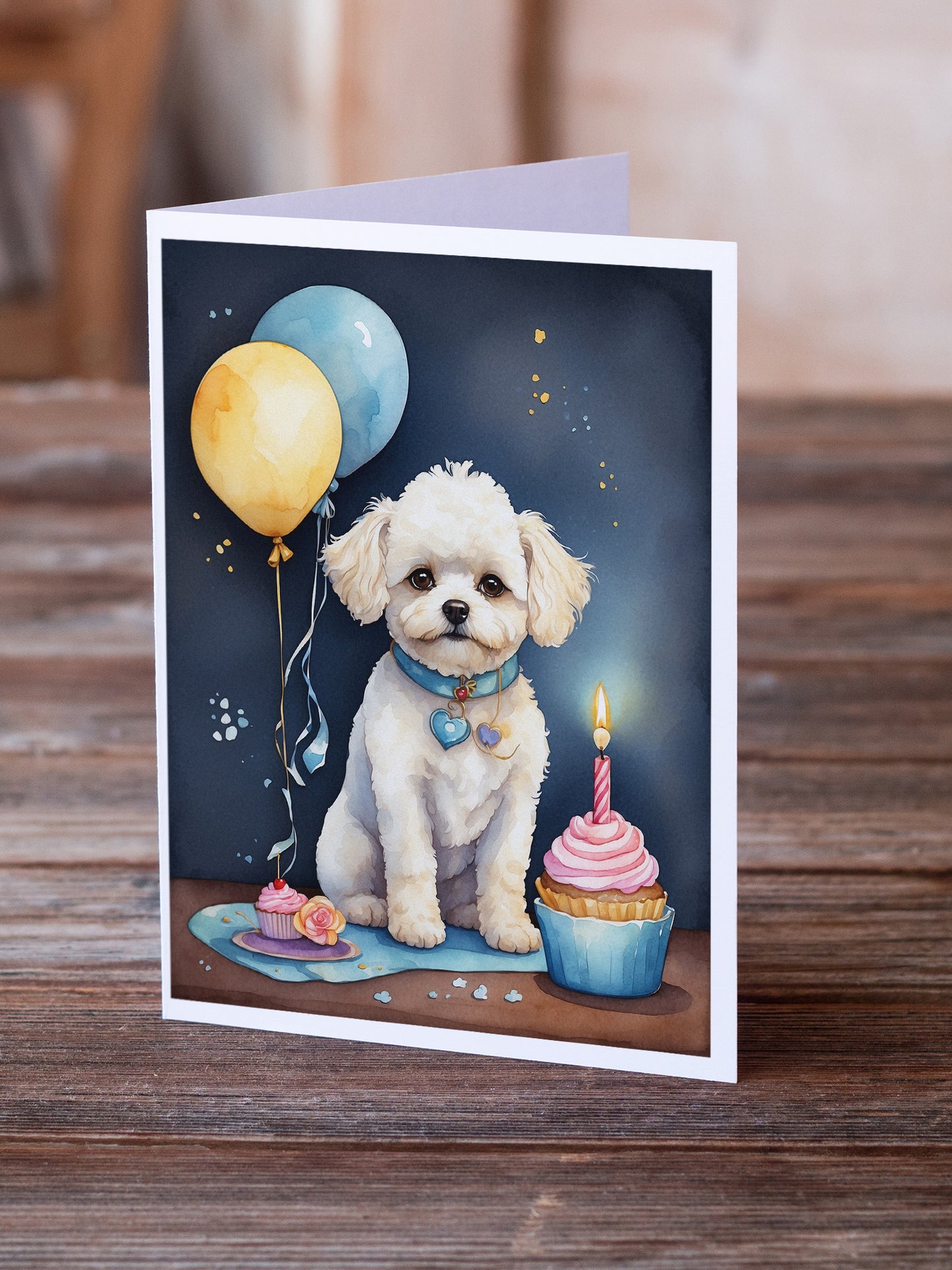 Bichon Frise Happy Birthday Greeting Cards Pack of 8