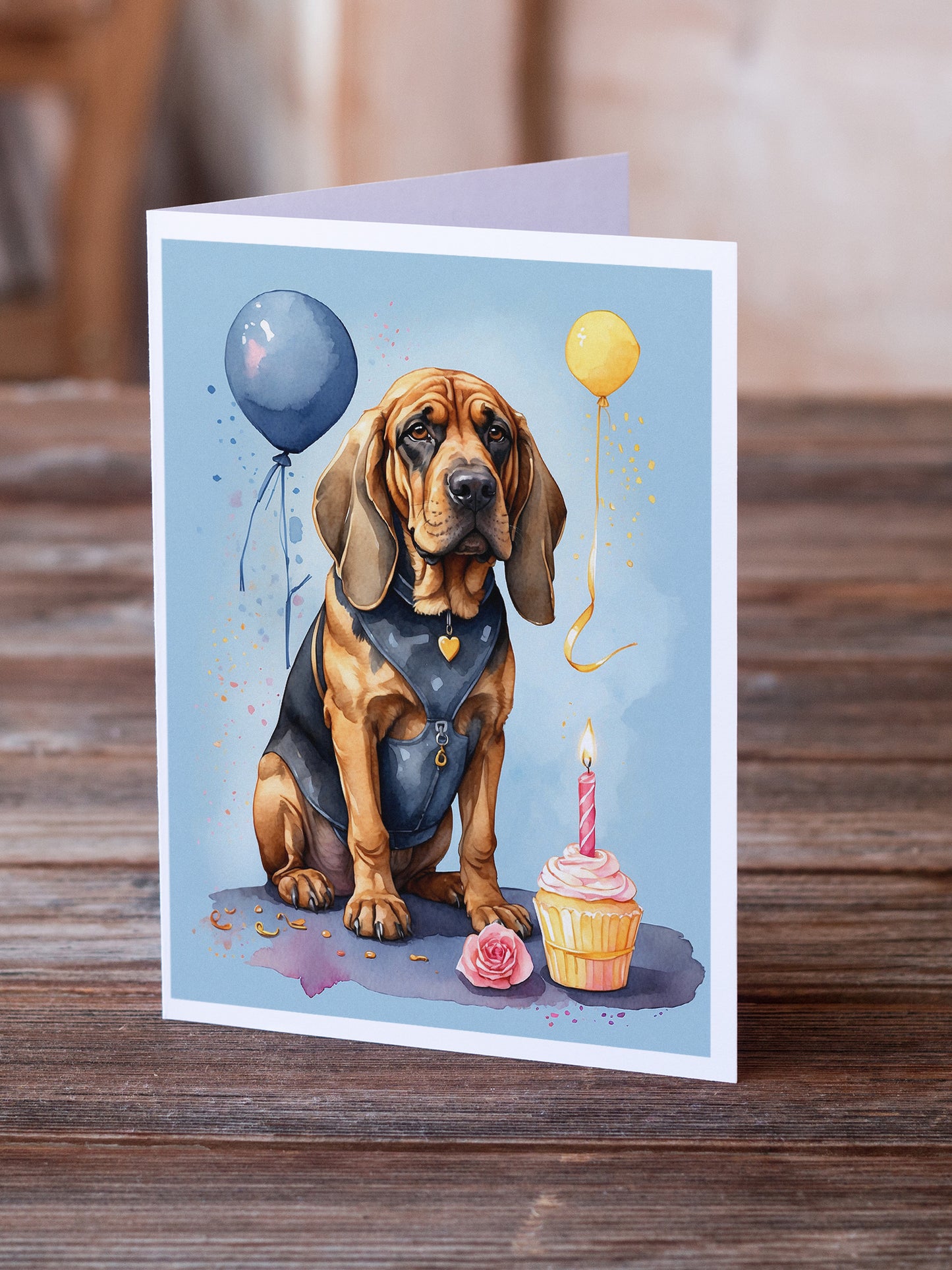 Bloodhound Happy Birthday Greeting Cards Pack of 8