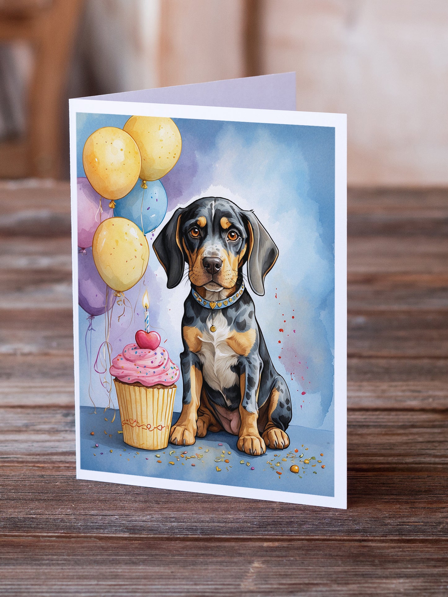 Bluetick Coonhound Happy Birthday Greeting Cards Pack of 8