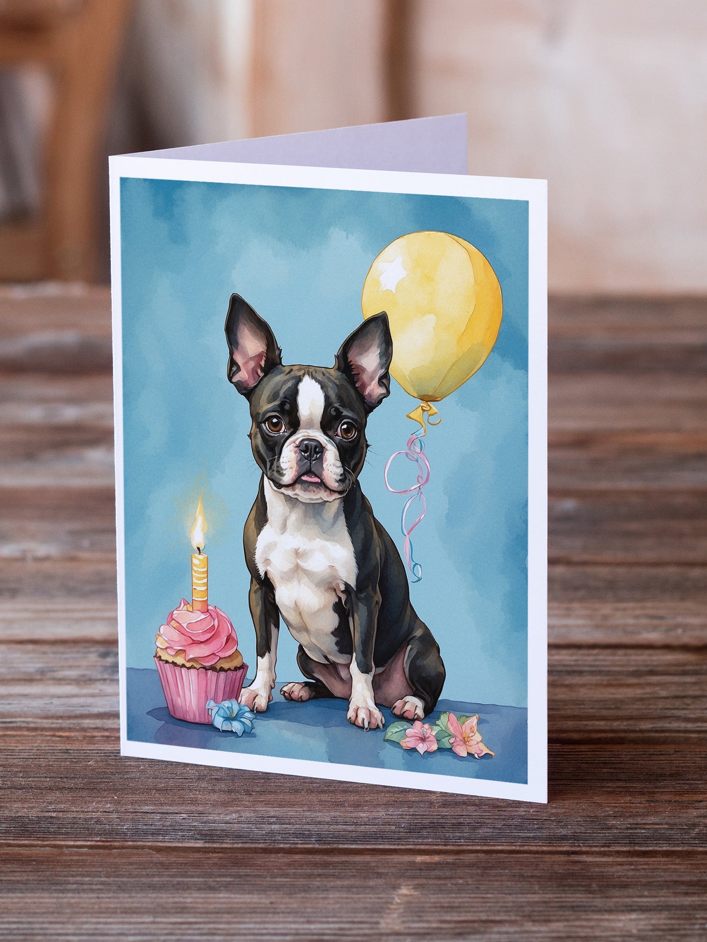 Boston Terrier Happy Birthday Greeting Cards Pack of 8