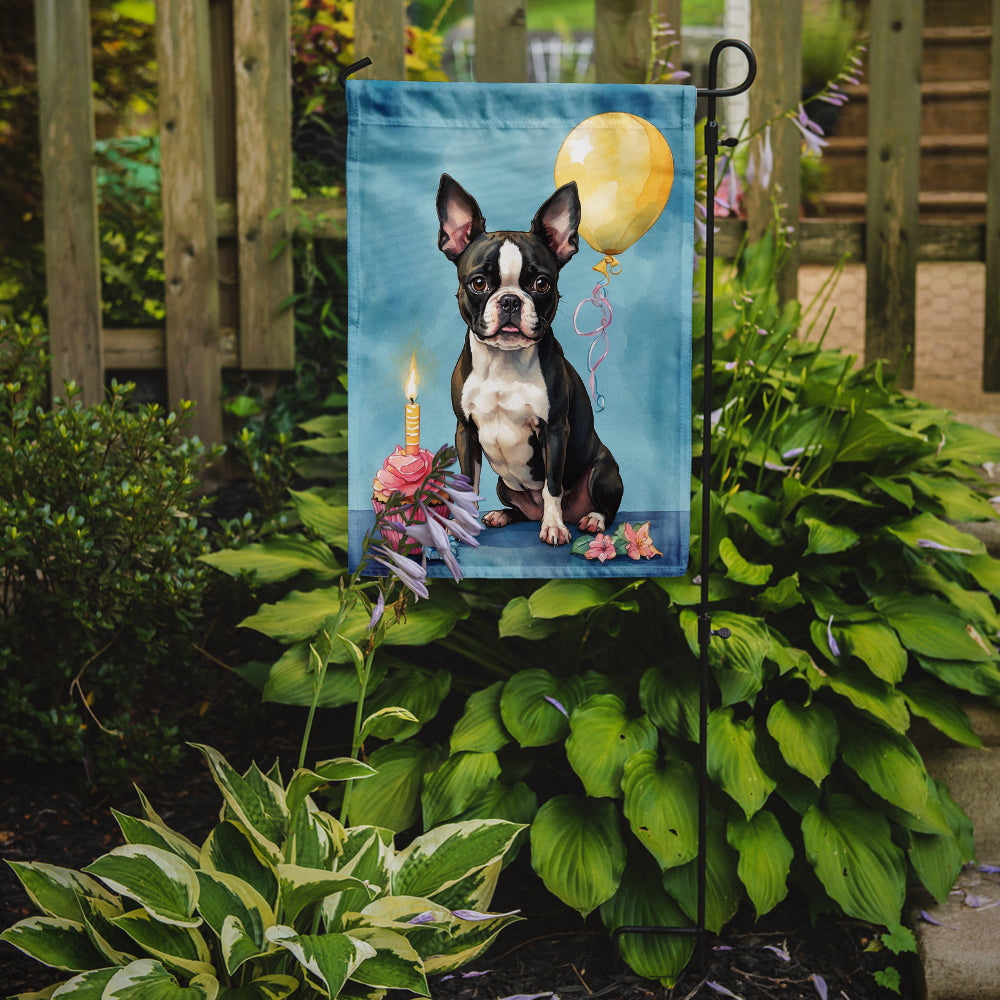 Boston Terrier Happy Birthday Garden Flag