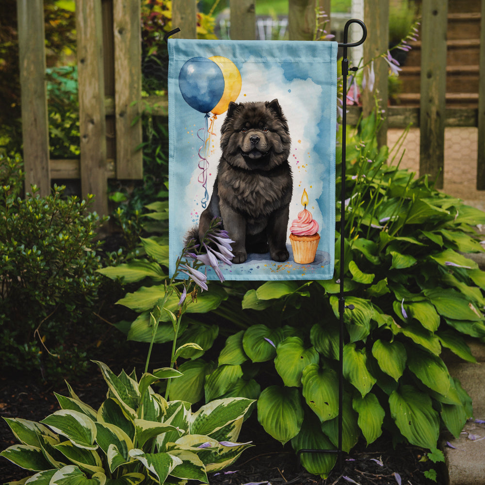 Black Chow Chow Happy Birthday Garden Flag