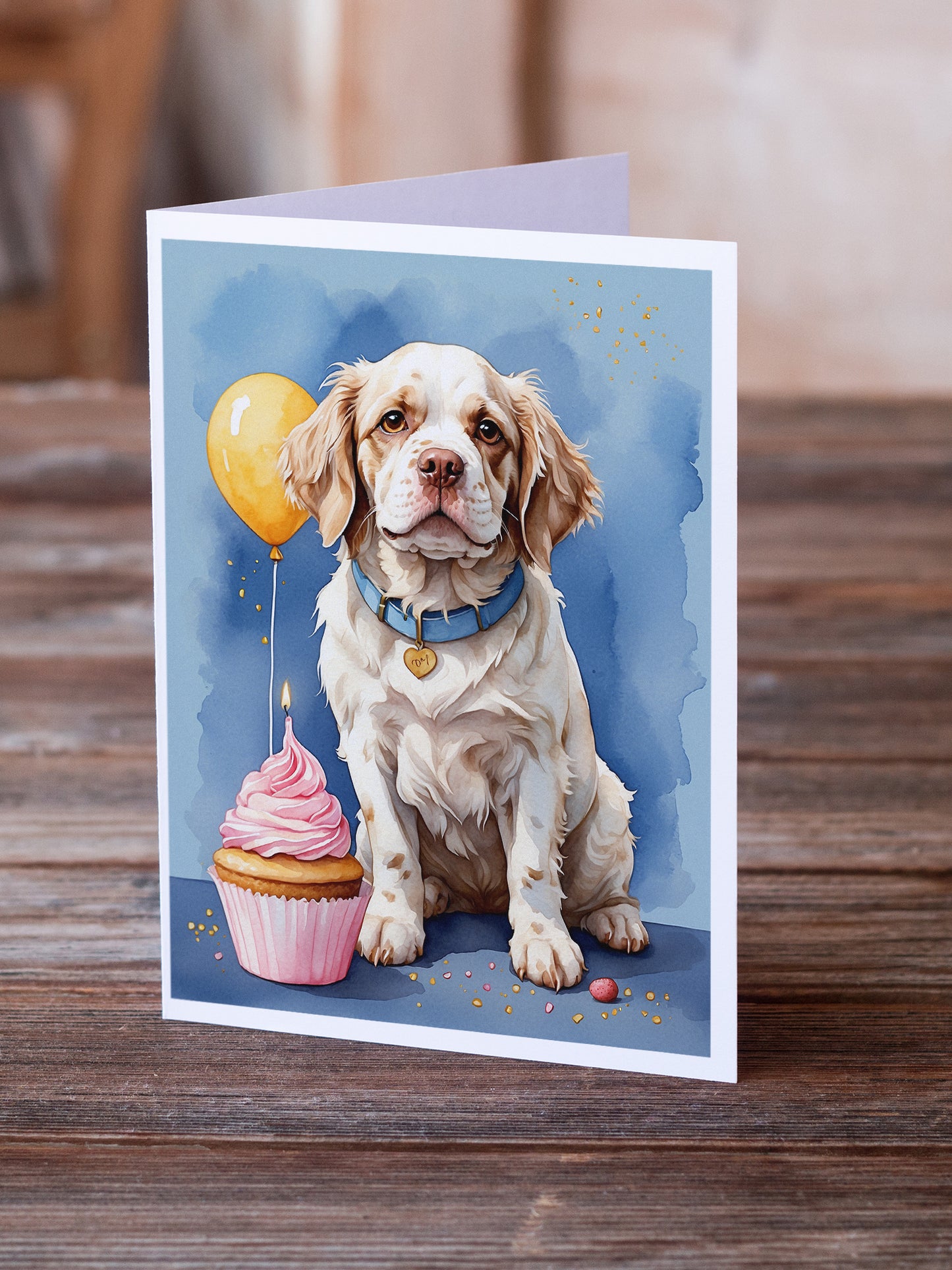 Clumber Spaniel Happy Birthday Greeting Cards Pack of 8