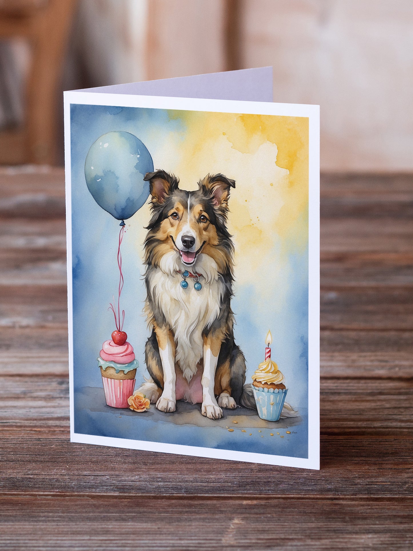 Collie Happy Birthday Greeting Cards Pack of 8
