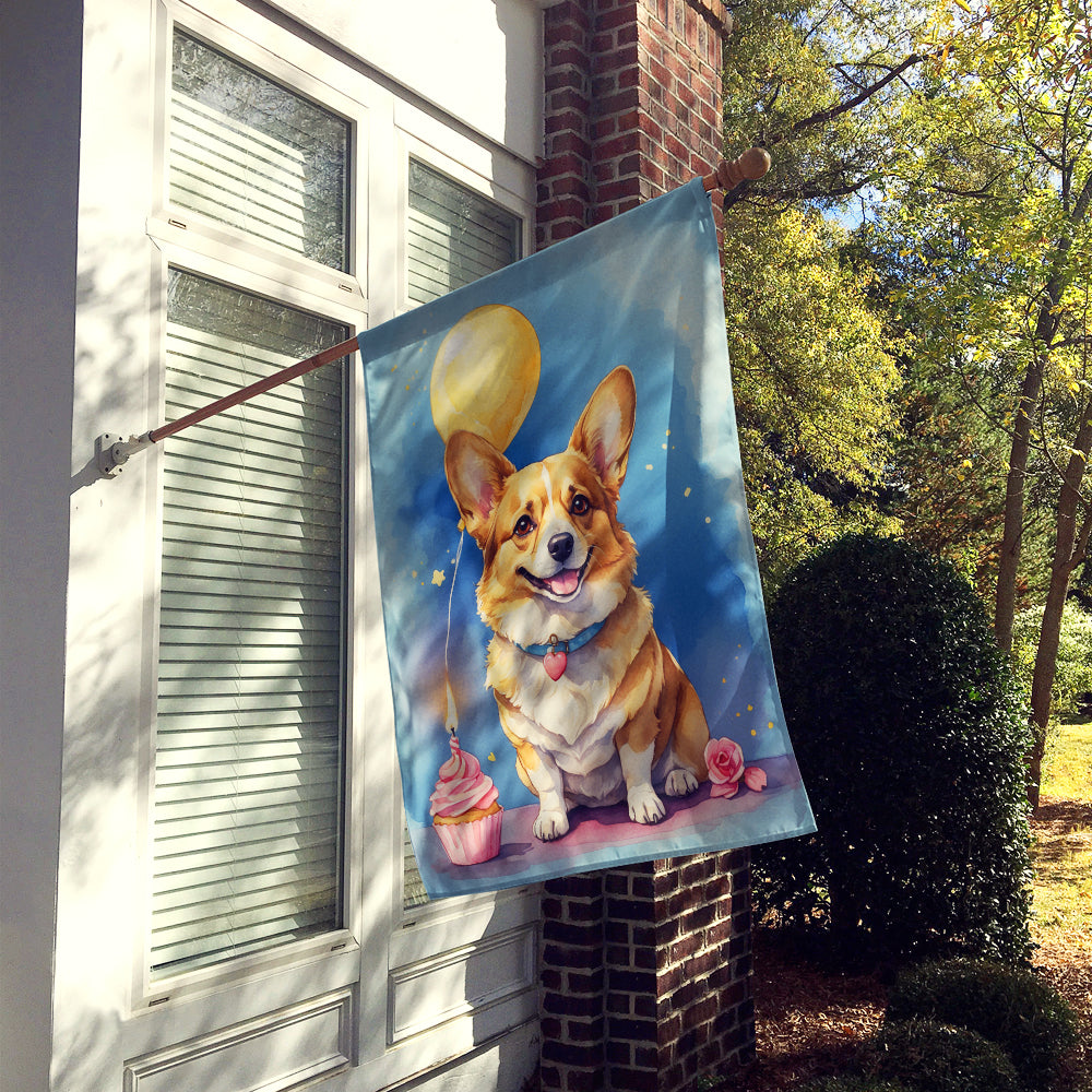 Corgi Happy Birthday House Flag