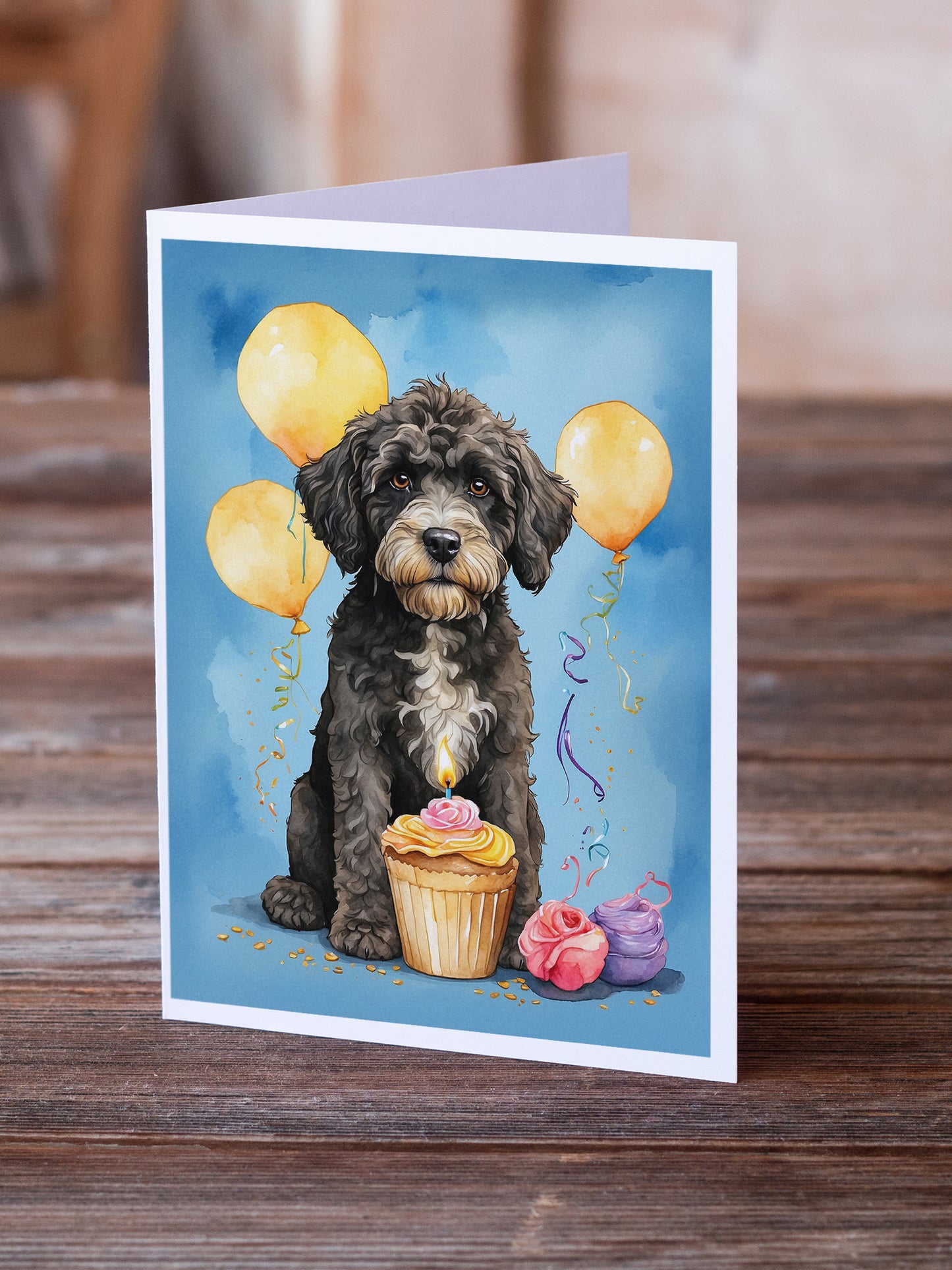 Portuguese Water Dog Happy Birthday Greeting Cards Pack of 8