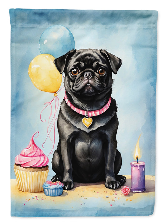 Buy this Black Pug Happy Birthday Garden Flag