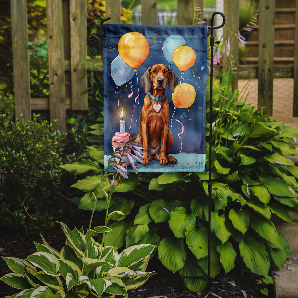 Redbone Coonhound Happy Birthday Garden Flag