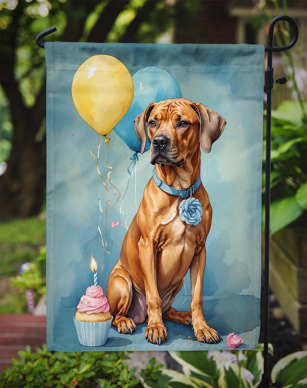 Rhodesian Ridgeback Happy Birthday Garden Flag