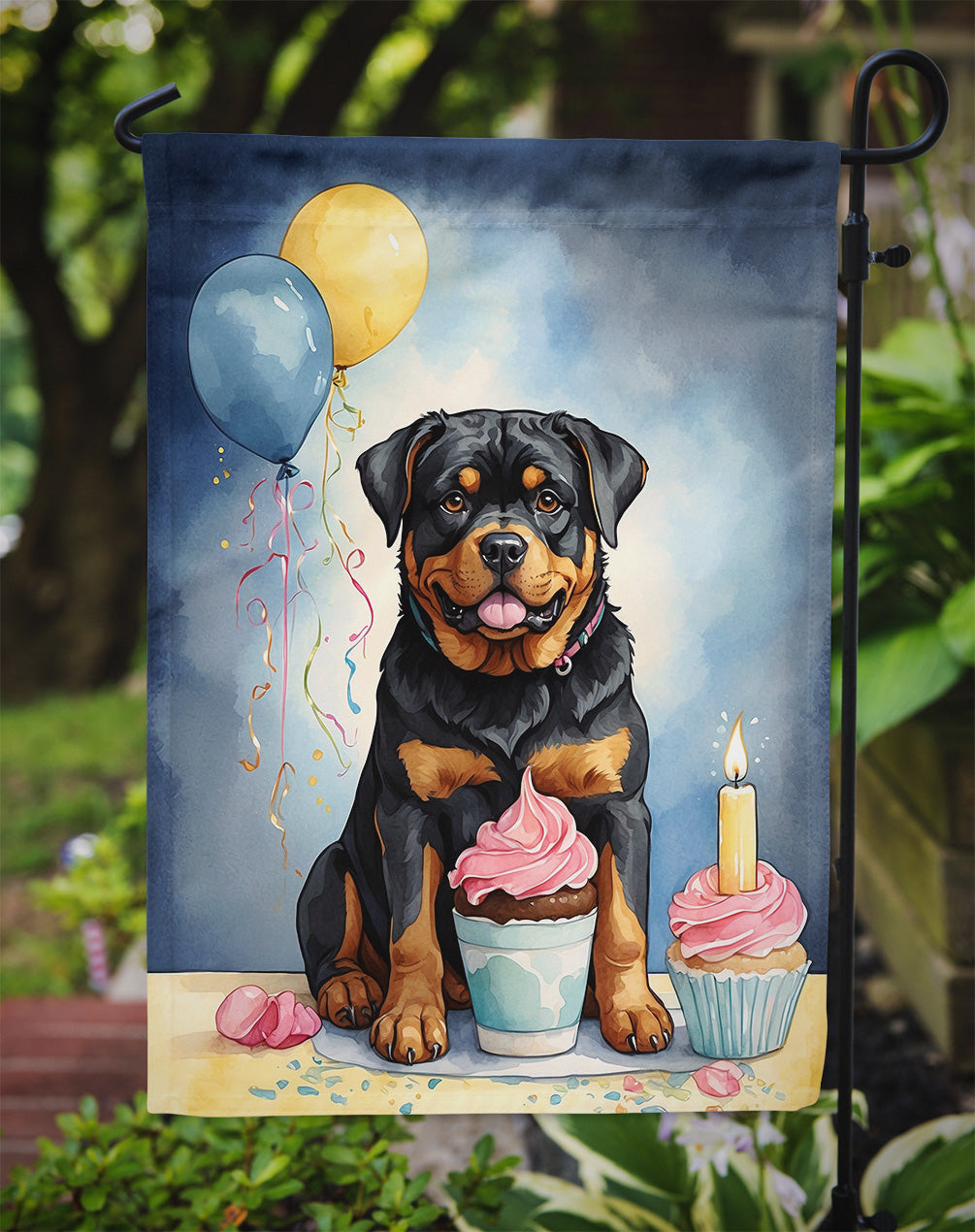 Rottweiler Happy Birthday Garden Flag