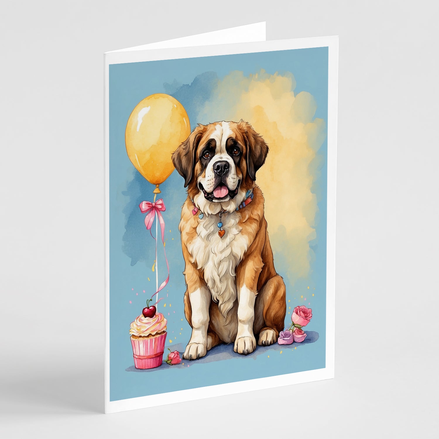 Buy this Saint Bernard Happy Birthday Greeting Cards Pack of 8