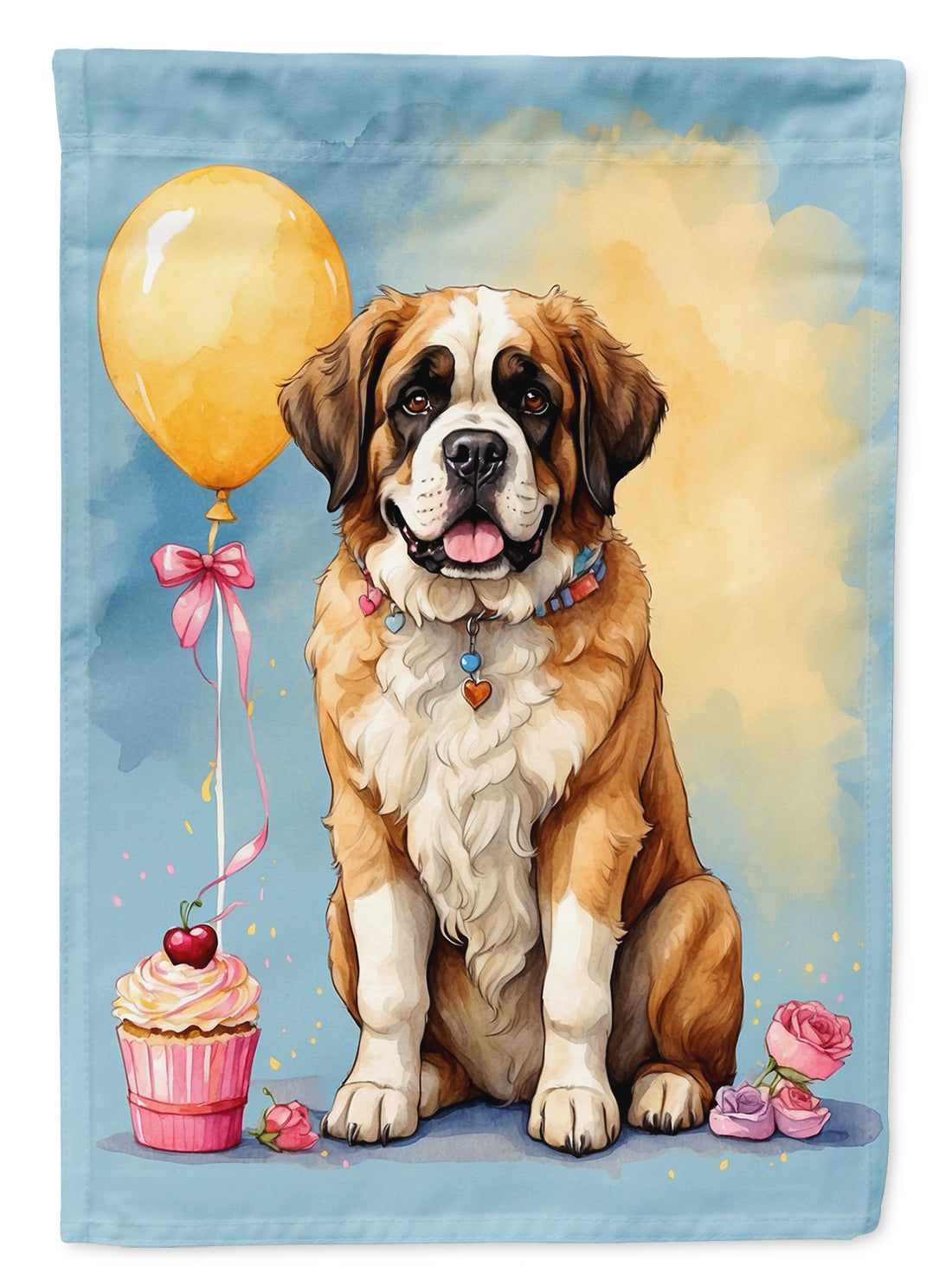 Buy this Saint Bernard Happy Birthday Garden Flag