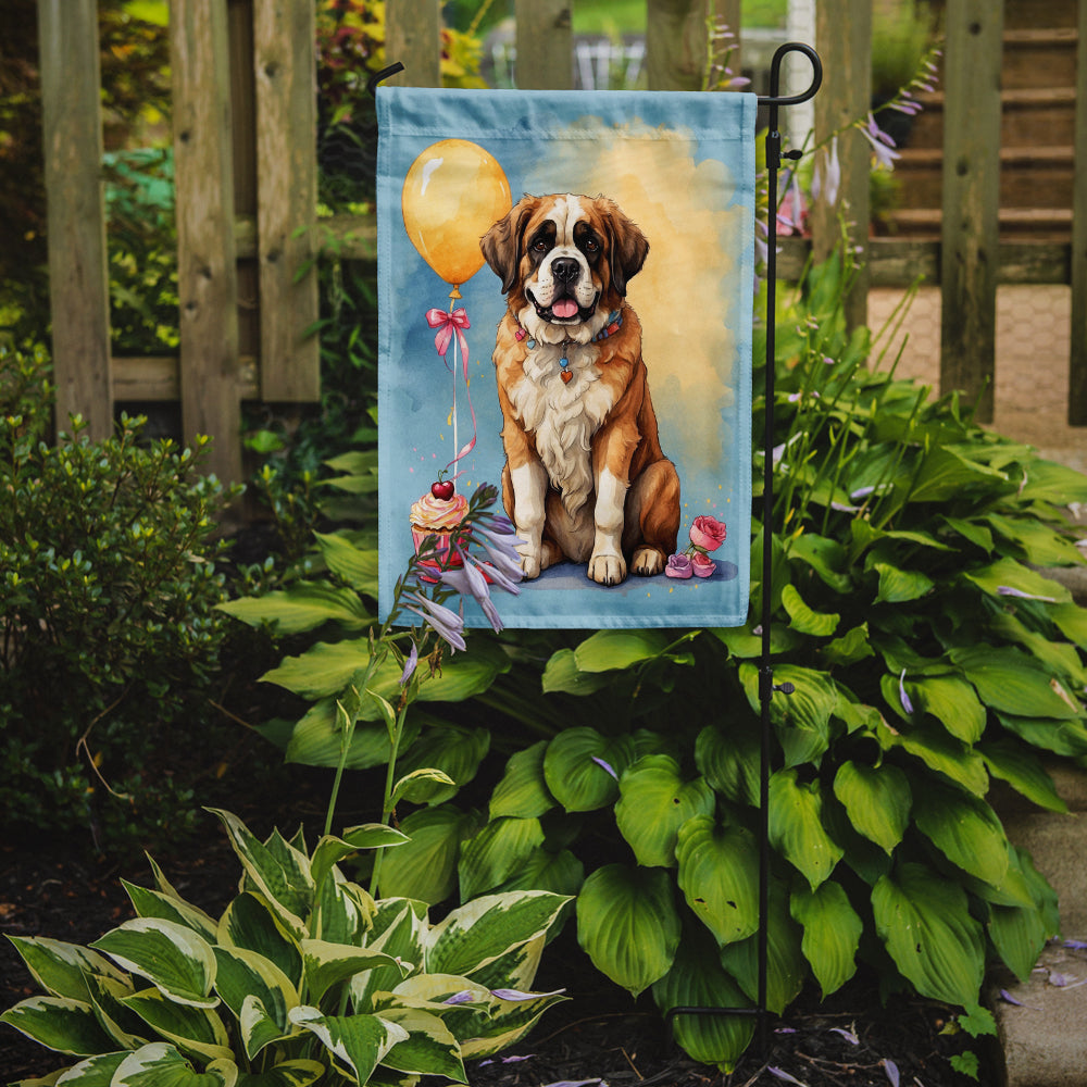Saint Bernard Happy Birthday Garden Flag